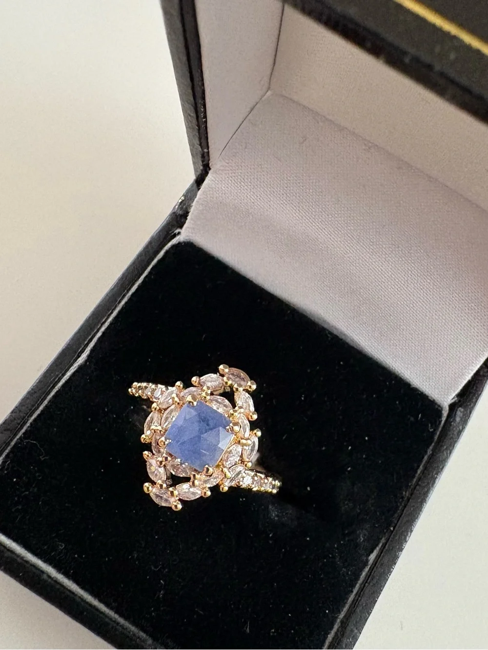 Bomb Party Perfectly Remembered Lullaby Ring RG53677 Cornflower Blue Quartz Gold